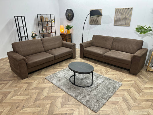 Bruine Suède Lederen Banken Set ~ Vaste Kussens