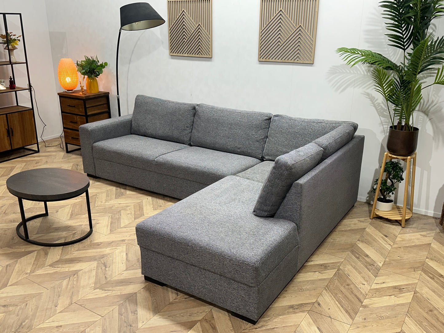 Grijze Hoekbank ~ Losse Rugkussens Met Afneembare Hoezen