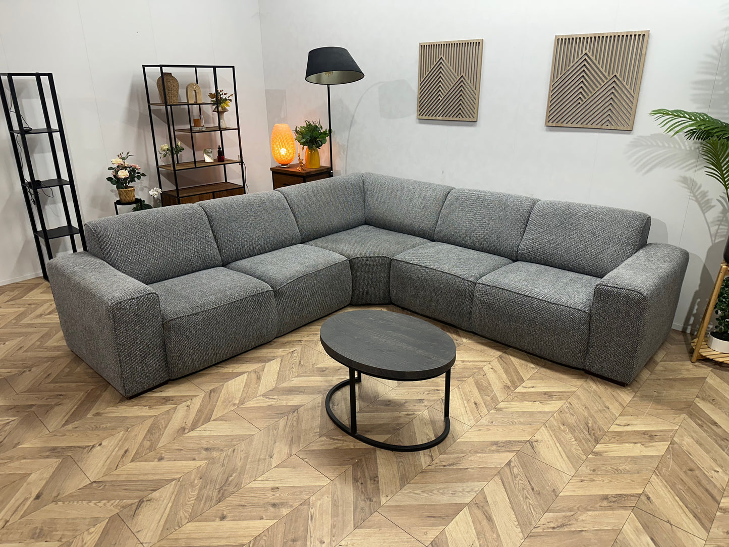 Grijze Hoekbank ~ Vaste Kussens