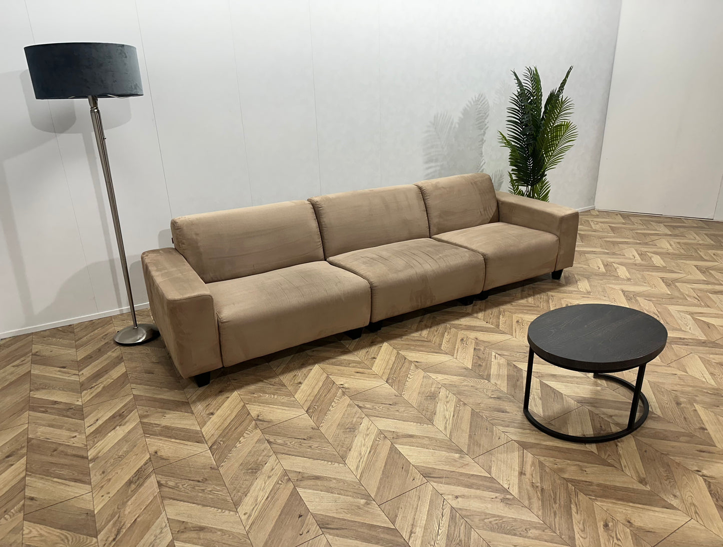 Kuka Roze Velvet 3,5-Zits Bank ~ Vaste Kussens