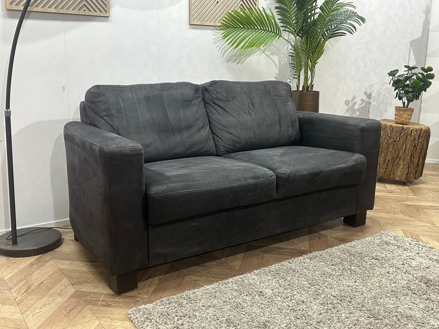 Antraciet Suède Stoffen 2.5-Zits Bank ~ Vaste Kussens
