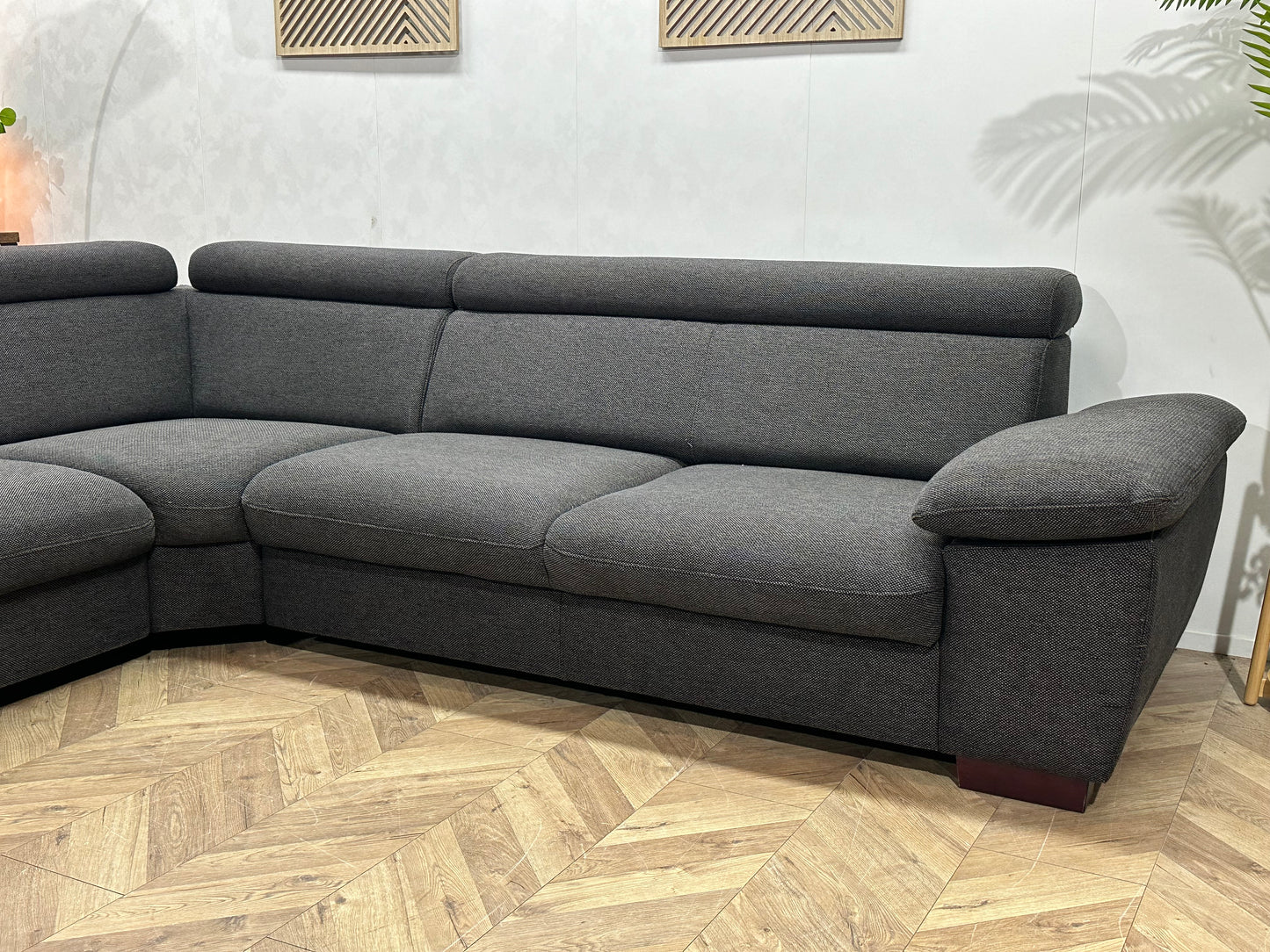 Antraciet Hoekbank ~ Verstelbare Arm/Hoofdsteunen