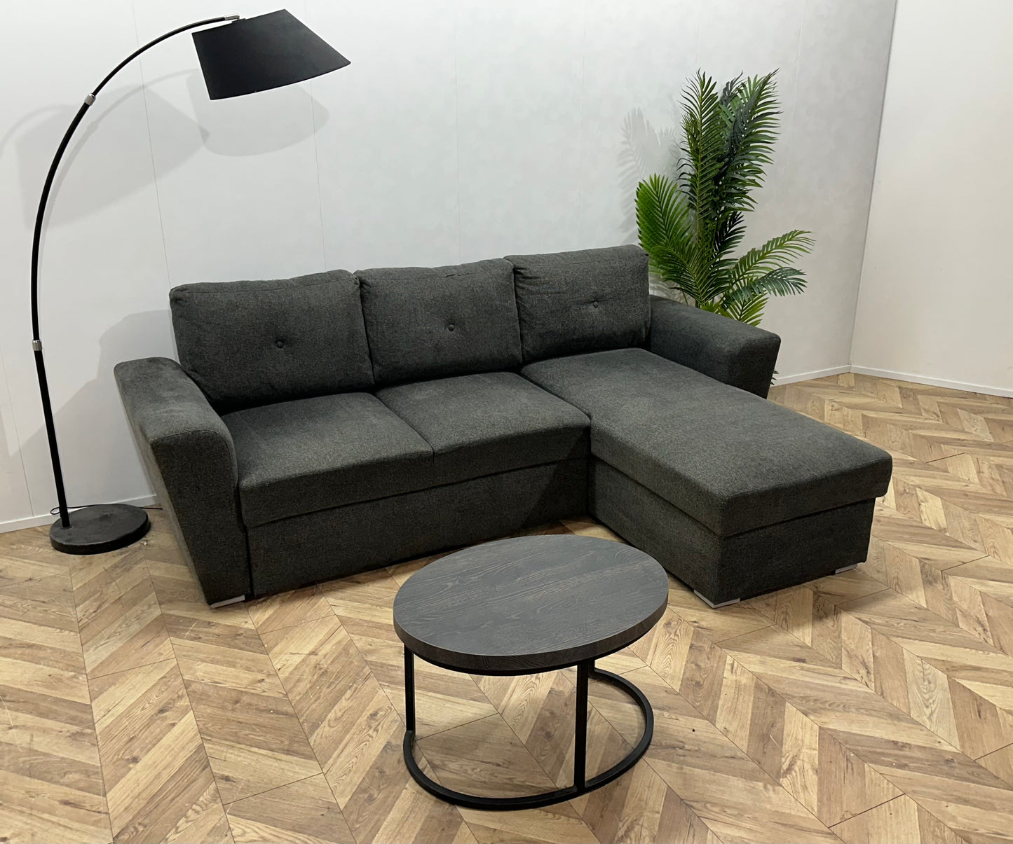 Grijze Hoekbank ~ Opbergruimte ~ Slaapfunctie