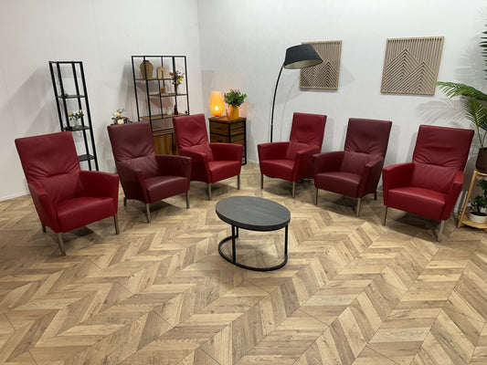 Rode Echt Lederen Stoelen Set