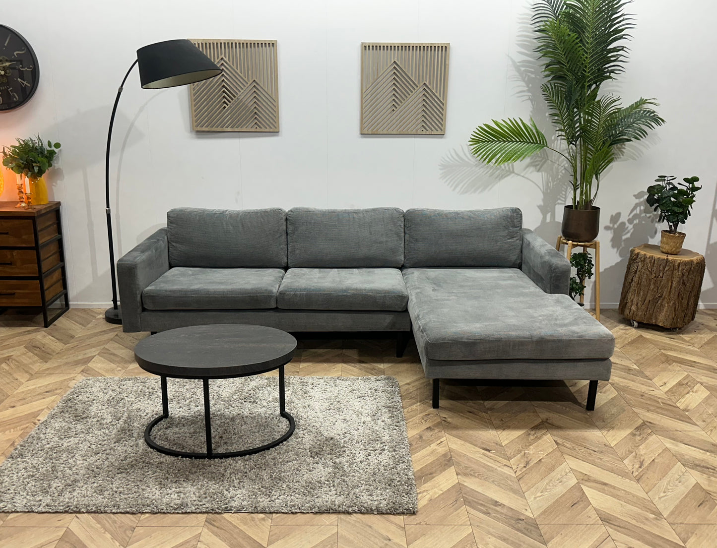 Dutch Tribes Licht Grijze Ribstof Hoekbank ~ Losse Kussens Met Afneembare Hoezen