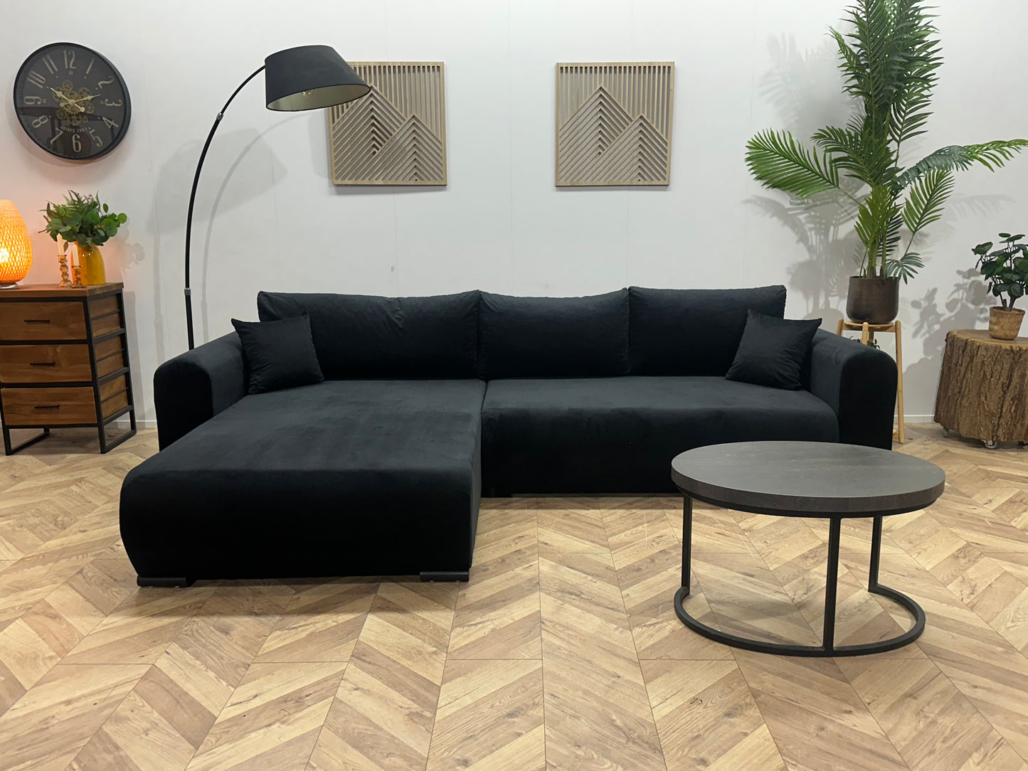 !Showroommodel! Zwarte Velvet Hoekbank