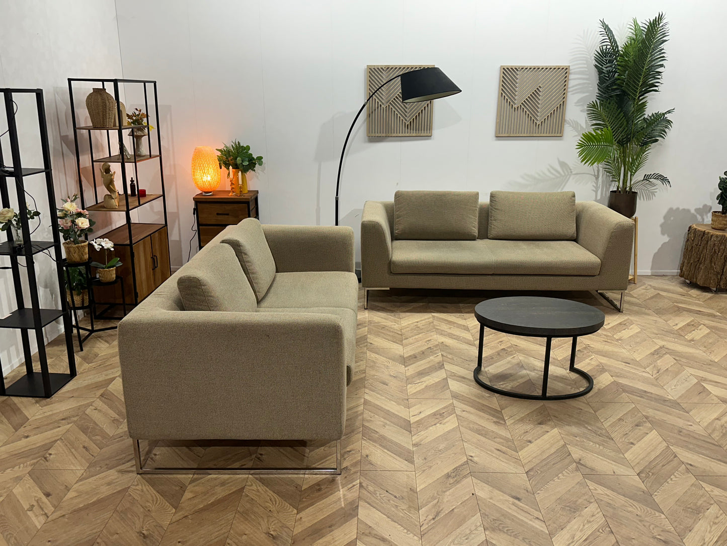 Beige Banken Set ~ Losse Kussens Met Afneembare Hoezen