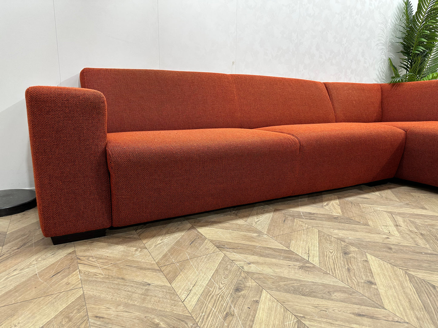 Bruin\Rode Montèl Hoekbank Inc Hocker ~ Vaste Kussens