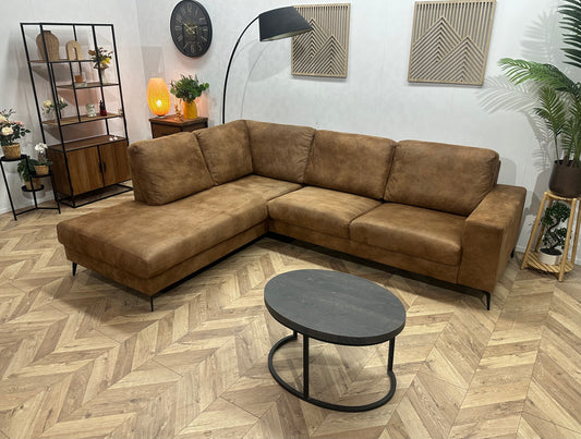 Bruine Suède Stoffen Hoekbank ~ Nieuwstaat