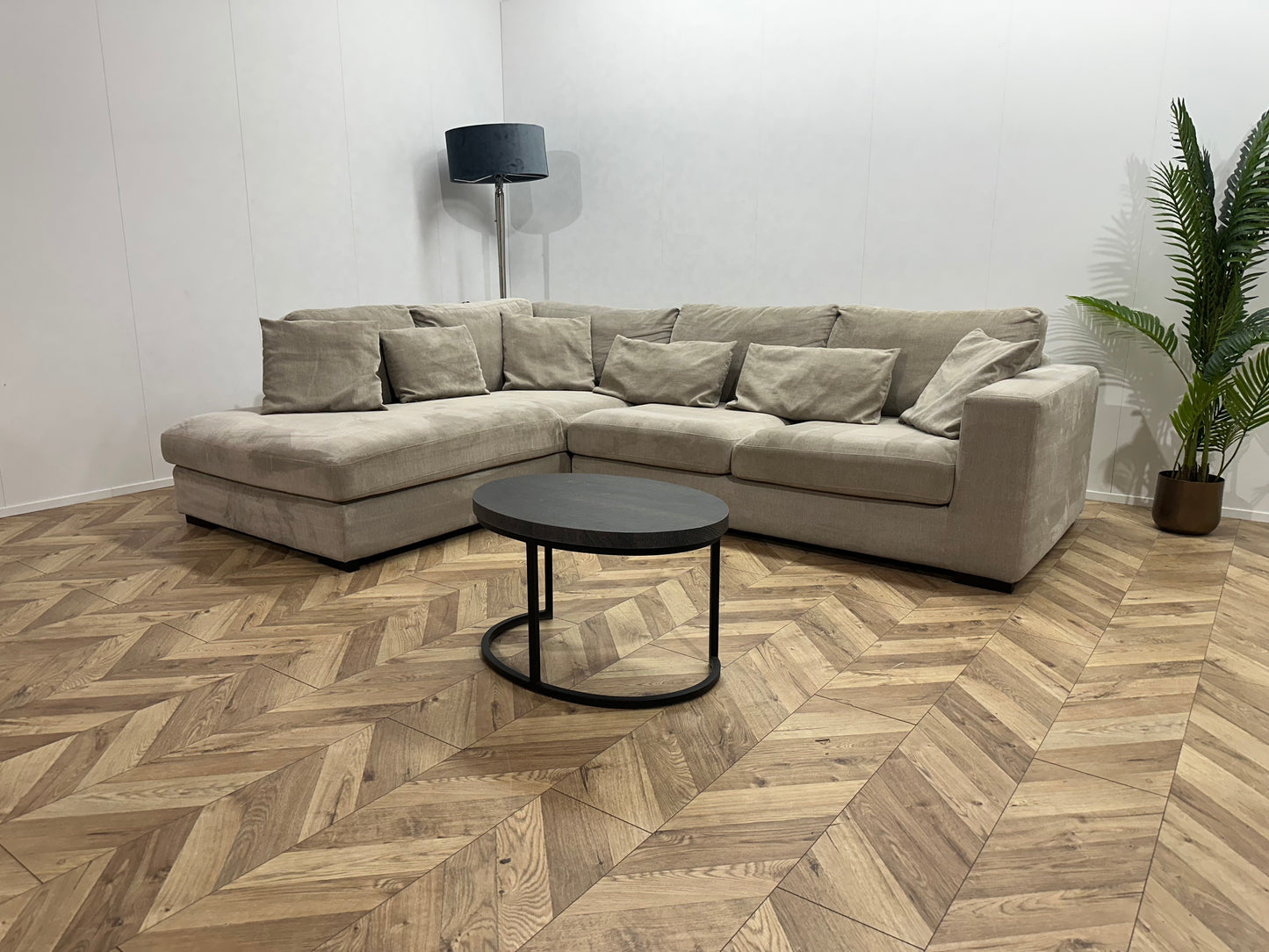 IN.HOUSE Beige Velvet Hoekbank ~ Nieuwstaat