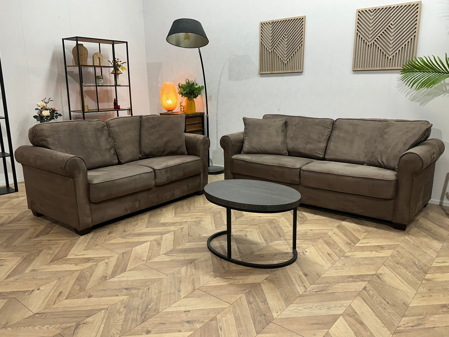 Licht Bruine Velvet Banken Set ~ Nieuwstaat