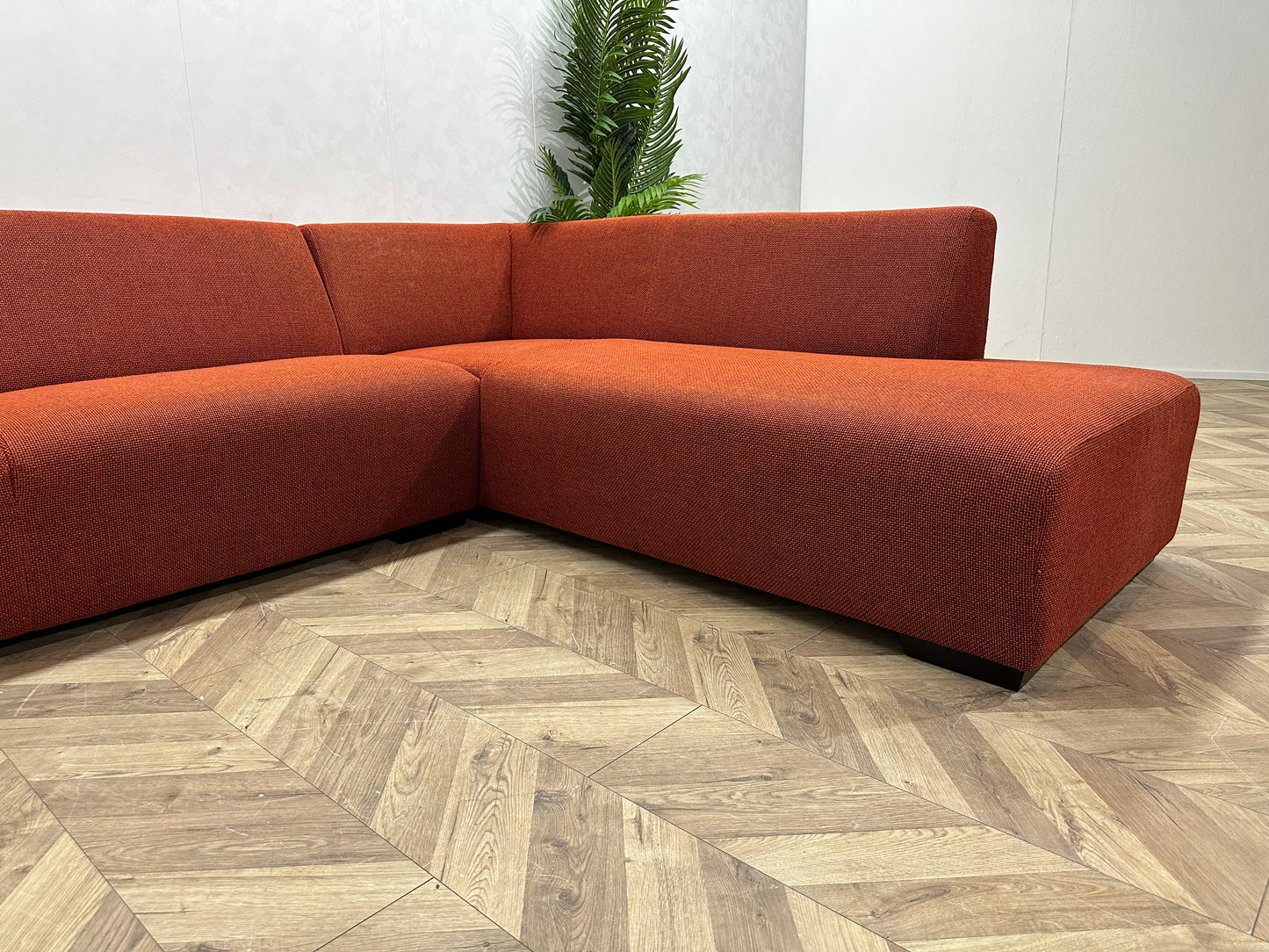 Bruin\Rode Montèl Hoekbank Inc Hocker ~ Vaste Kussens