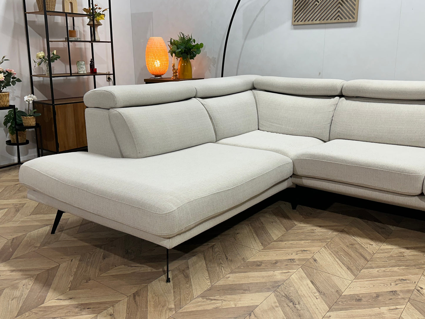 Goossens Crème Hoekbank ~ Verstelbare Hoofdsteunen