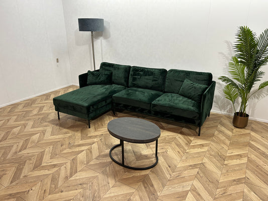 !Showroom Model! Groene Velvet Hoekbank