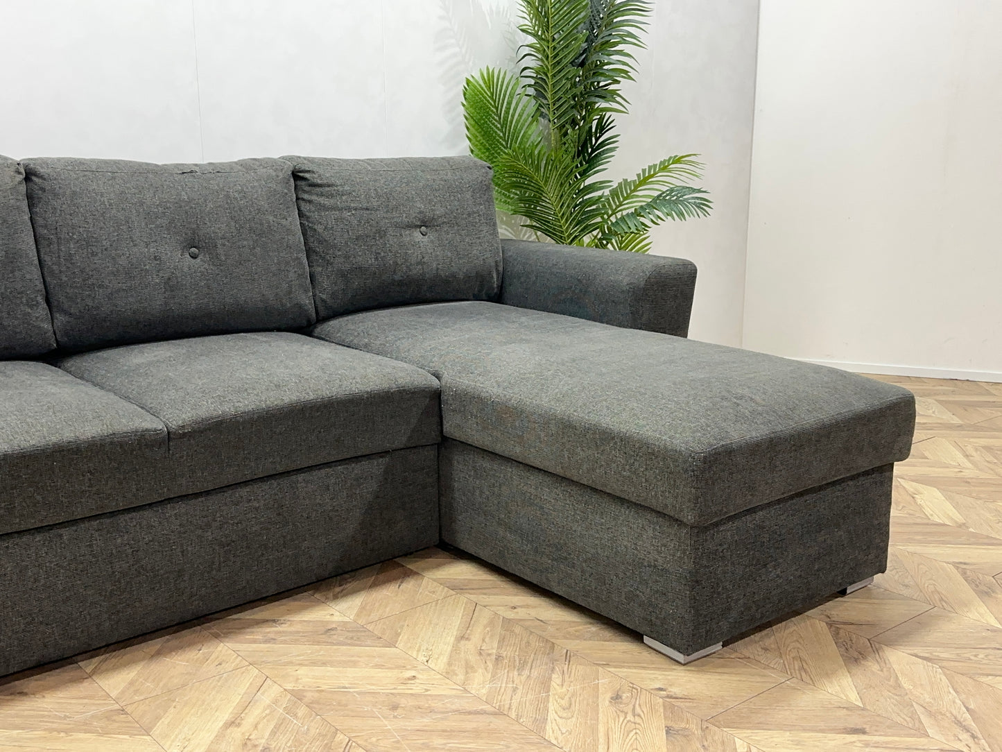 Grijze Hoekbank ~ Opbergruimte ~ Slaapfunctie