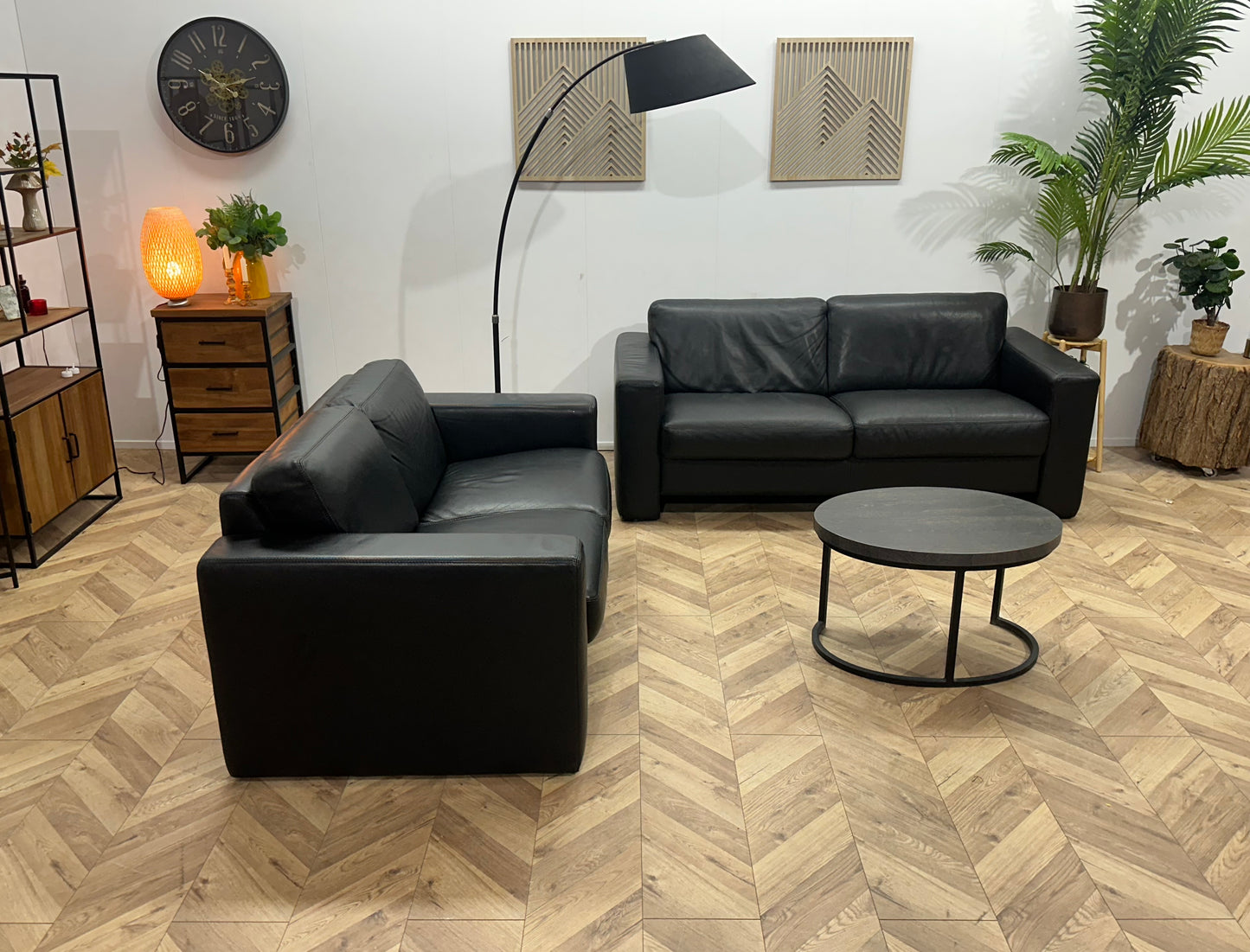 Zwart Echt Lederen Banken Set ~ Vaste Kussens