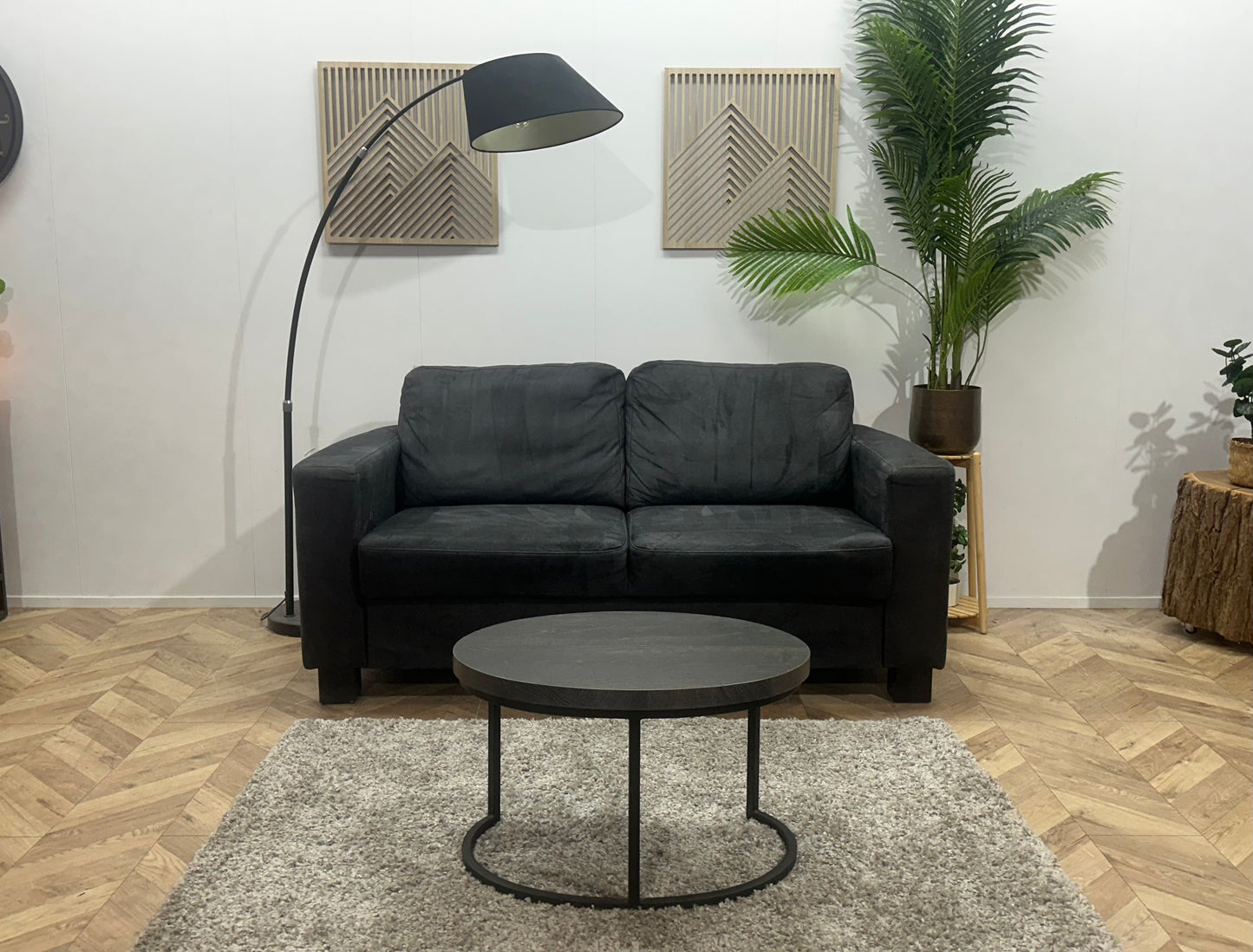 Antraciet Suède Stoffen 2.5-Zits Bank ~ Vaste Kussens