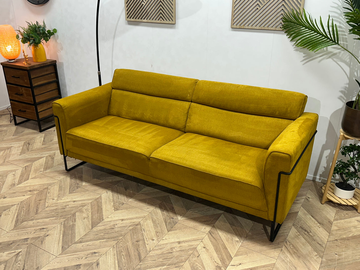 Xooon Gele Suède Stoffen 2.5-Zits Bank ~ Vaste Kussens