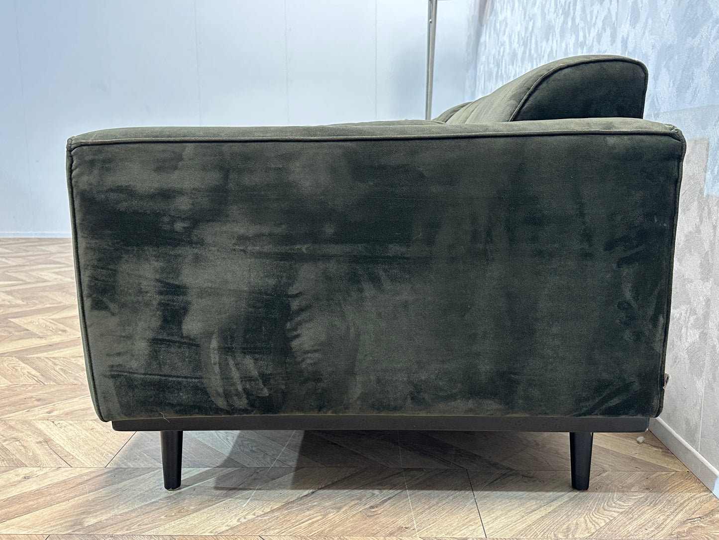 Be Pure Groene Velvet 4-Zits Bank ~ Vaste Kussens