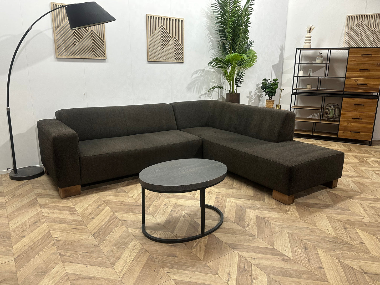 N-Joy Antraciet Hoekbank ~ Vaste Kussens