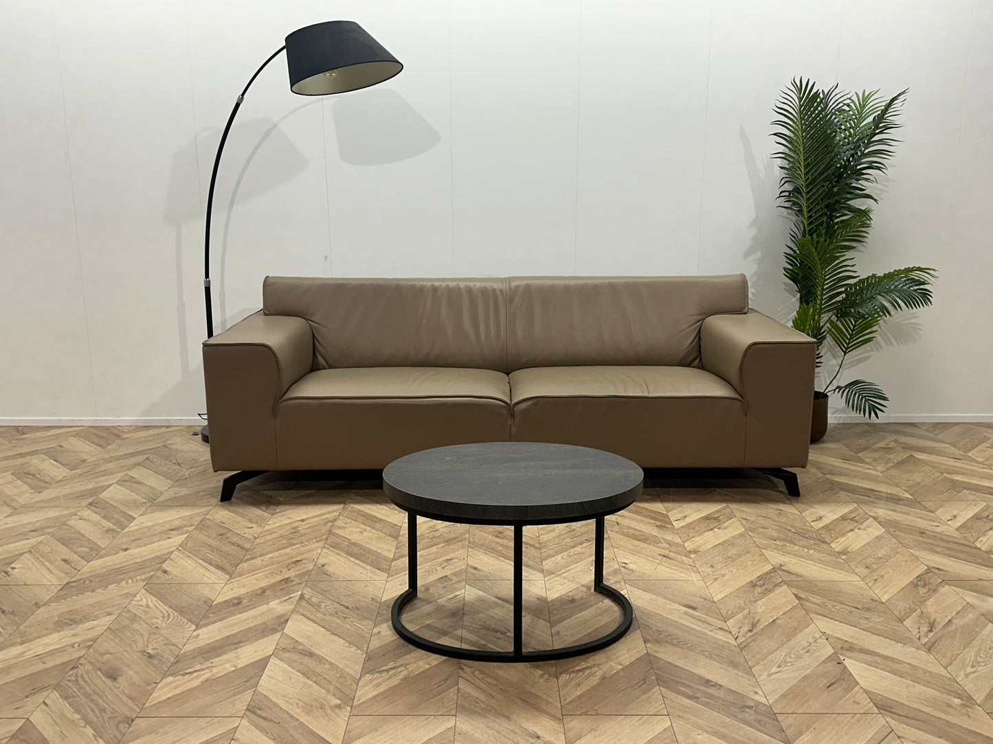 Licht Bruine Echt Lederen 2.5-Zits ~  Vaste Kussens