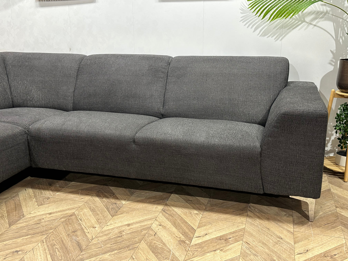 Antraciet Hoekbank ~ Vaste Kussens