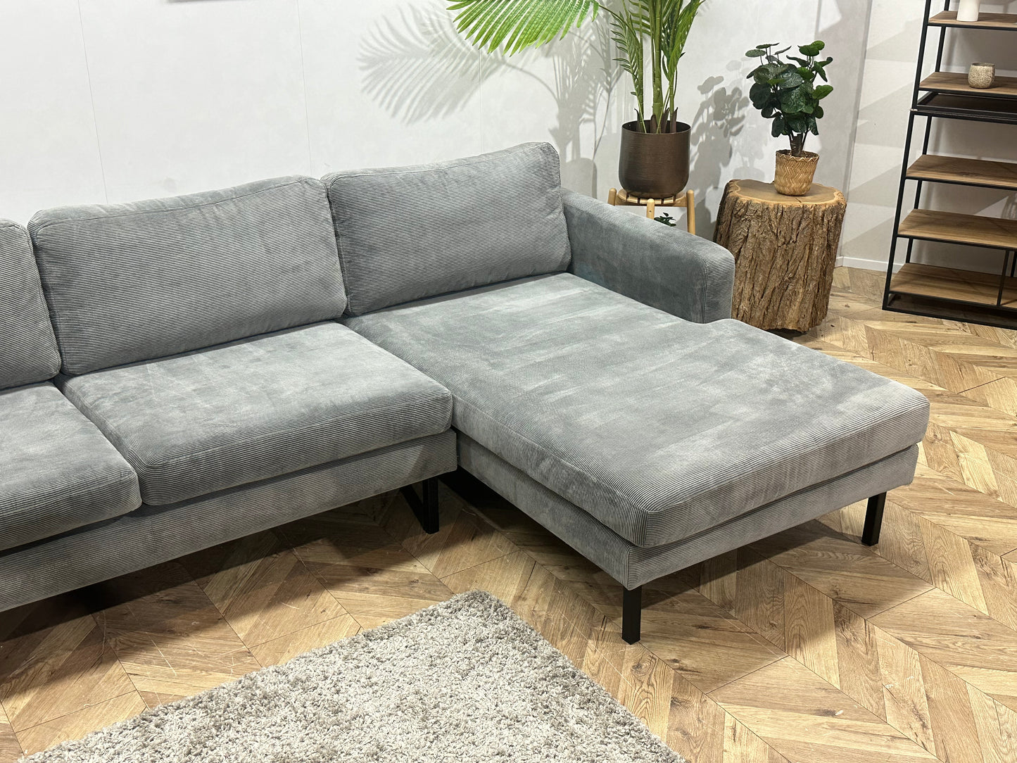 Dutch Tribes Licht Grijze Ribstof Hoekbank ~ Losse Kussens Met Afneembare Hoezen