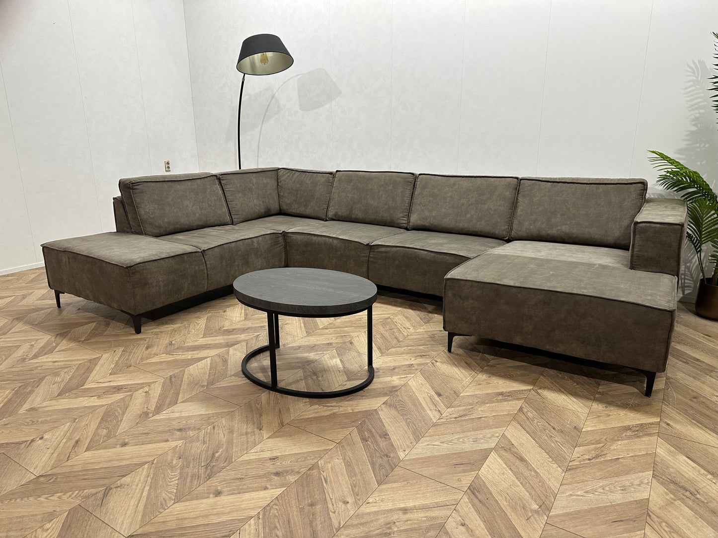 Antraciet Suède Stoffen U Bank ~ Losse Rugkussens Met Afneembare Hoezen