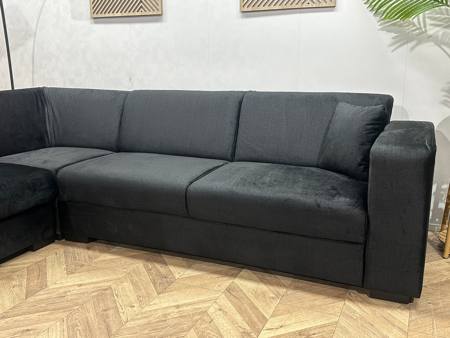 !Showroommodel! Zwarte Velvet Hoekbank