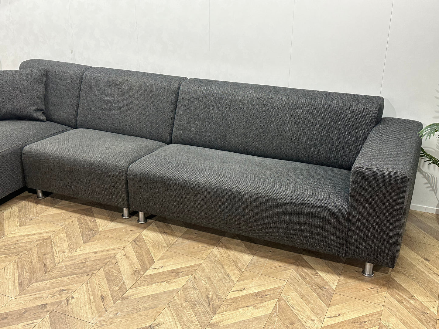 Antraciet Hoekbank ~ Vaste Kussens