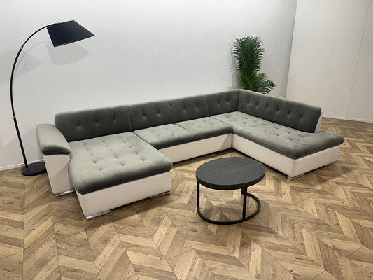 !Showroommodel! Grijze/Witte Velvet/Lederen U Bank