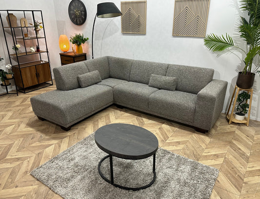 Grijze Hoekbank ~ Vaste Kussens