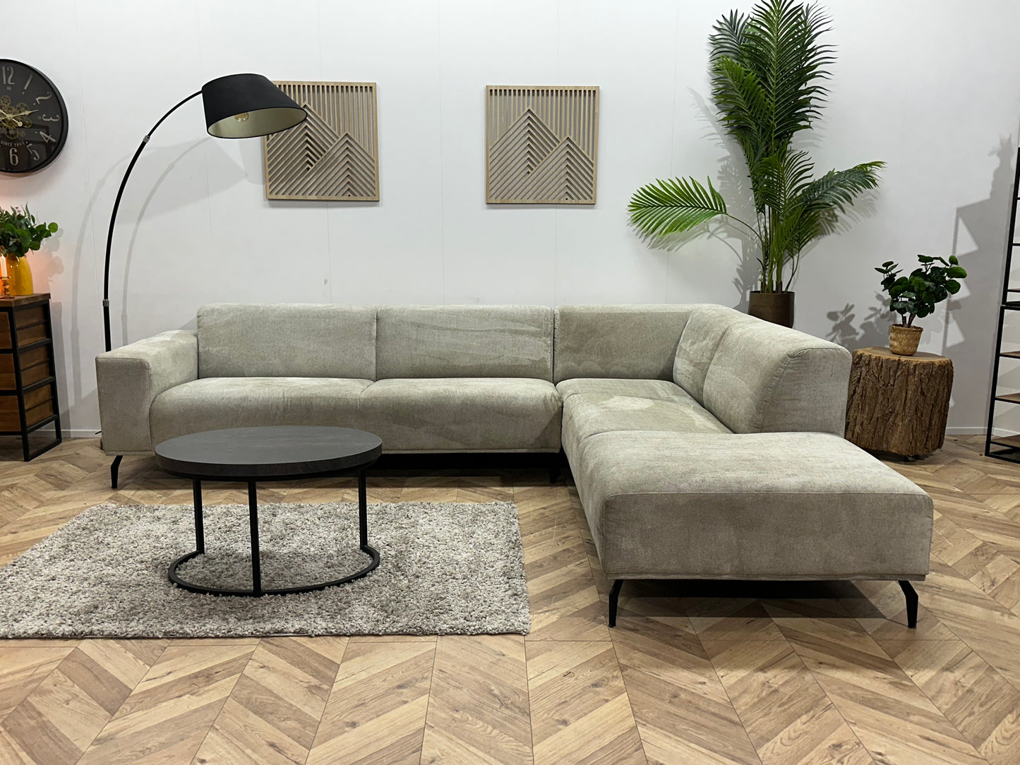 Dyyk Licht Grijze Suède Stoffen Hoekbank