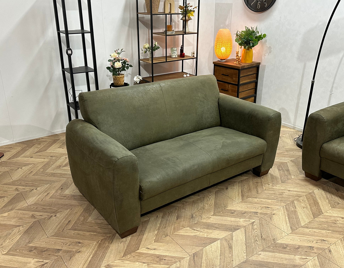 Groene Suède Stoffen Banken Set ~ Vaste Kussens