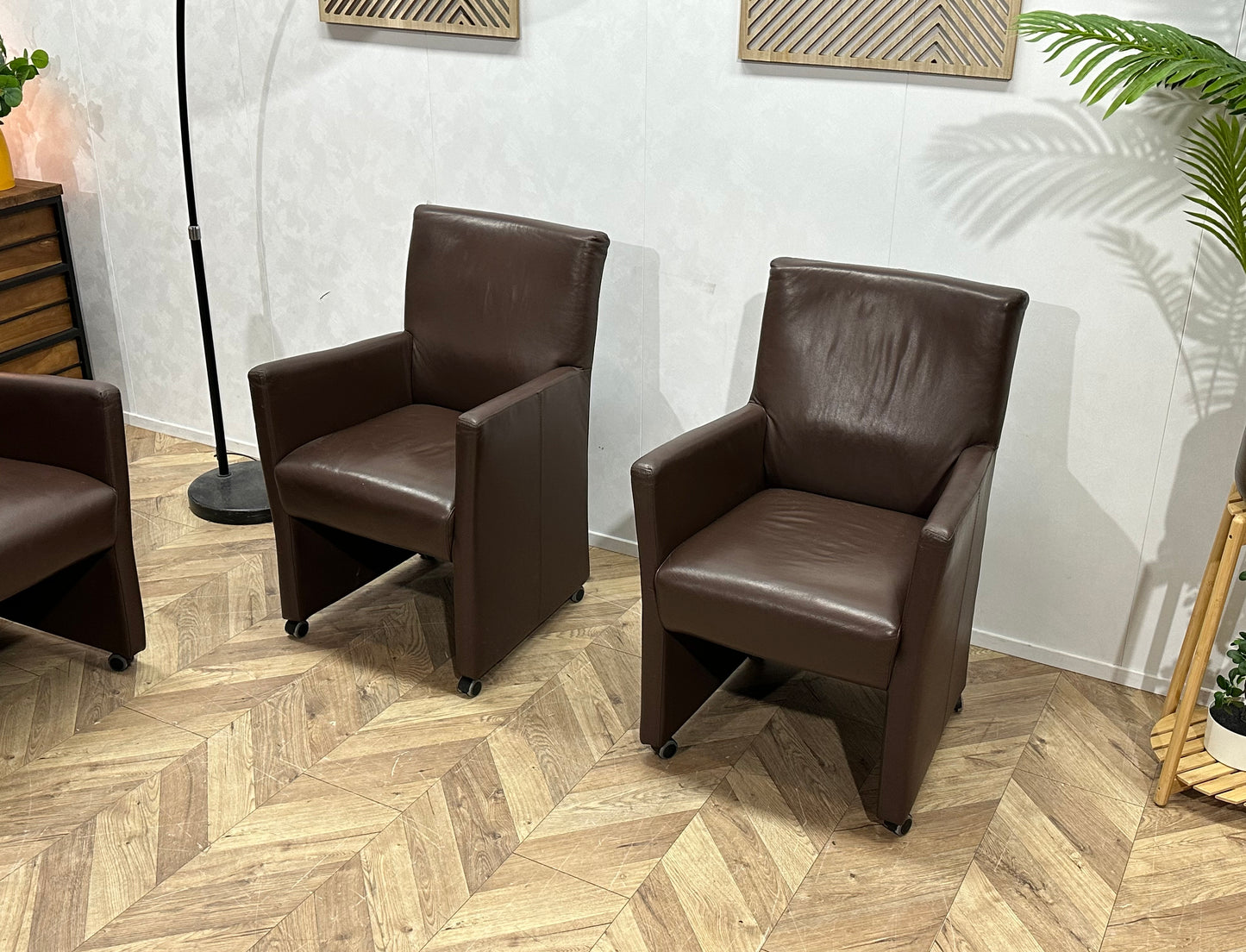 Bruine Echt Lederen Stoelen Set