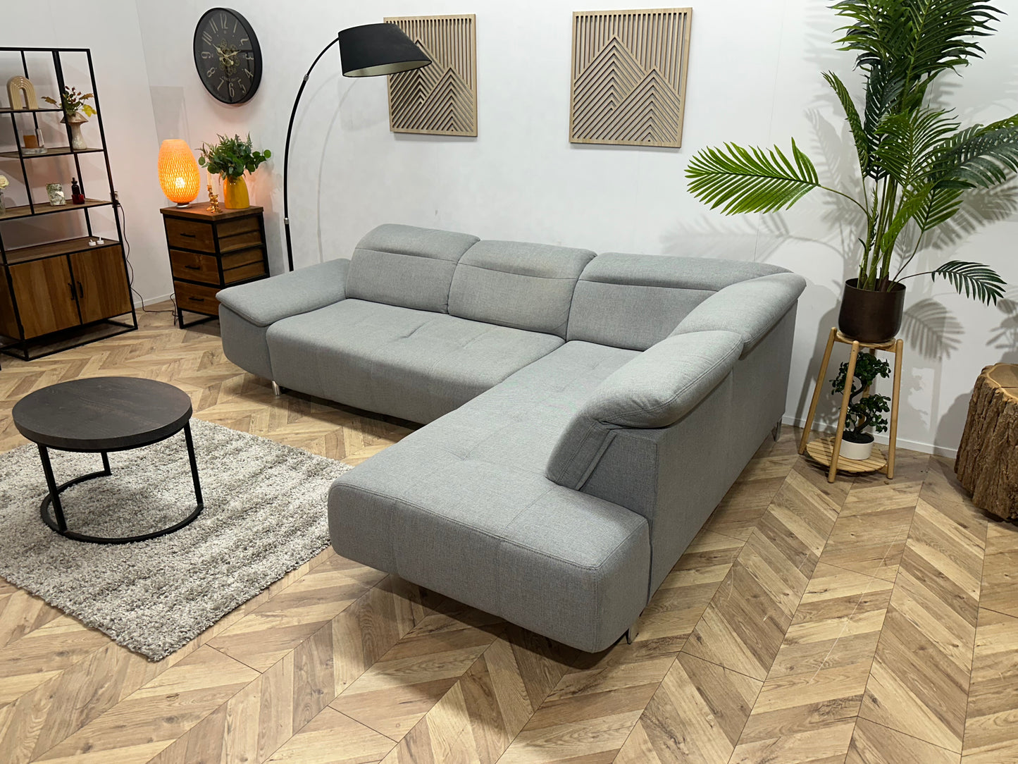 Licht Grijze Hoekbank ~ Verstelbare Hoofdsteunen