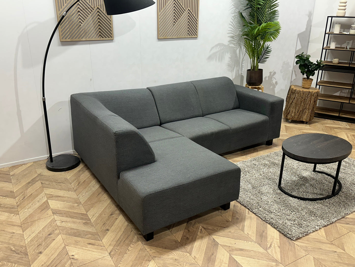 Grijze Hoekbank ~ Vaste Kussens