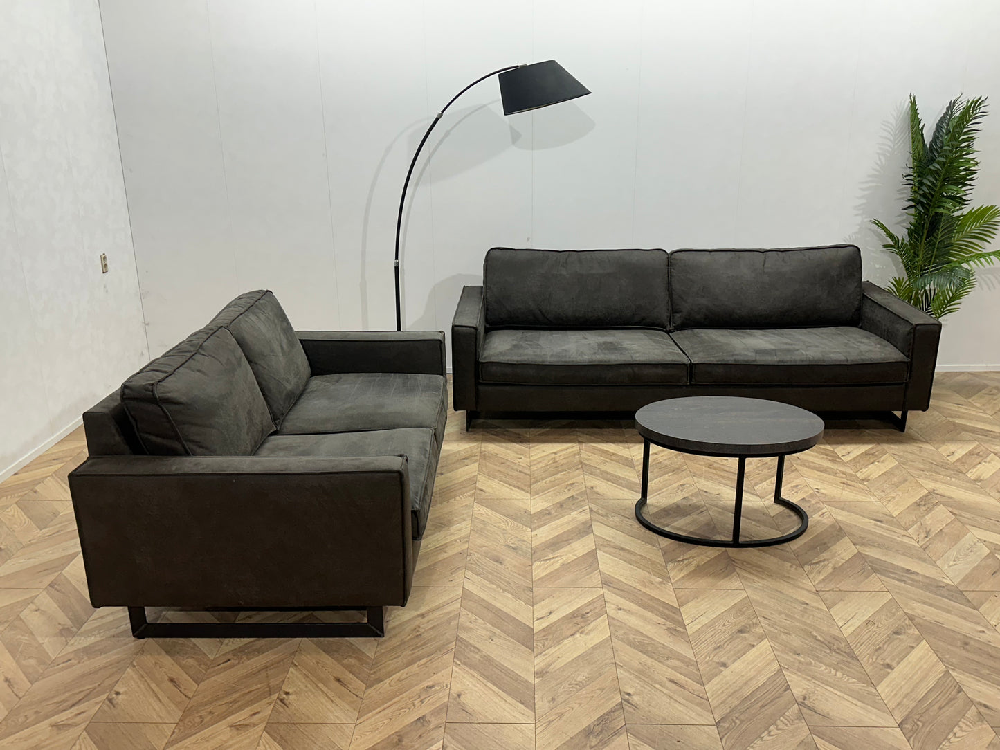 Antraciet Suède Stoffen Banken Set ~ Losse Kussens Met Afneembare Hoezen