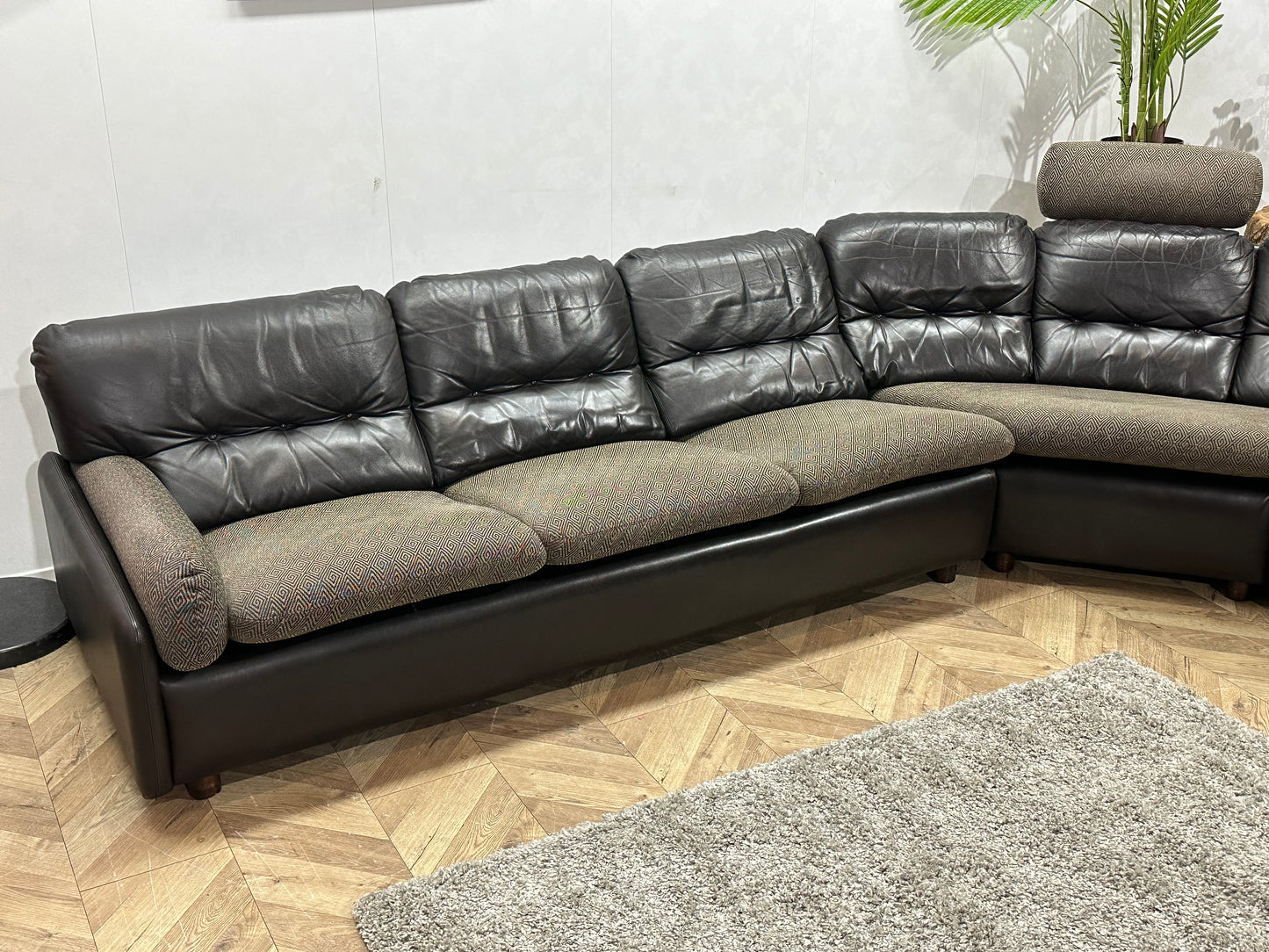 Bruine Echt Lederen Hoekbank ~ Losse Kussens Met Afneembare Hoezen