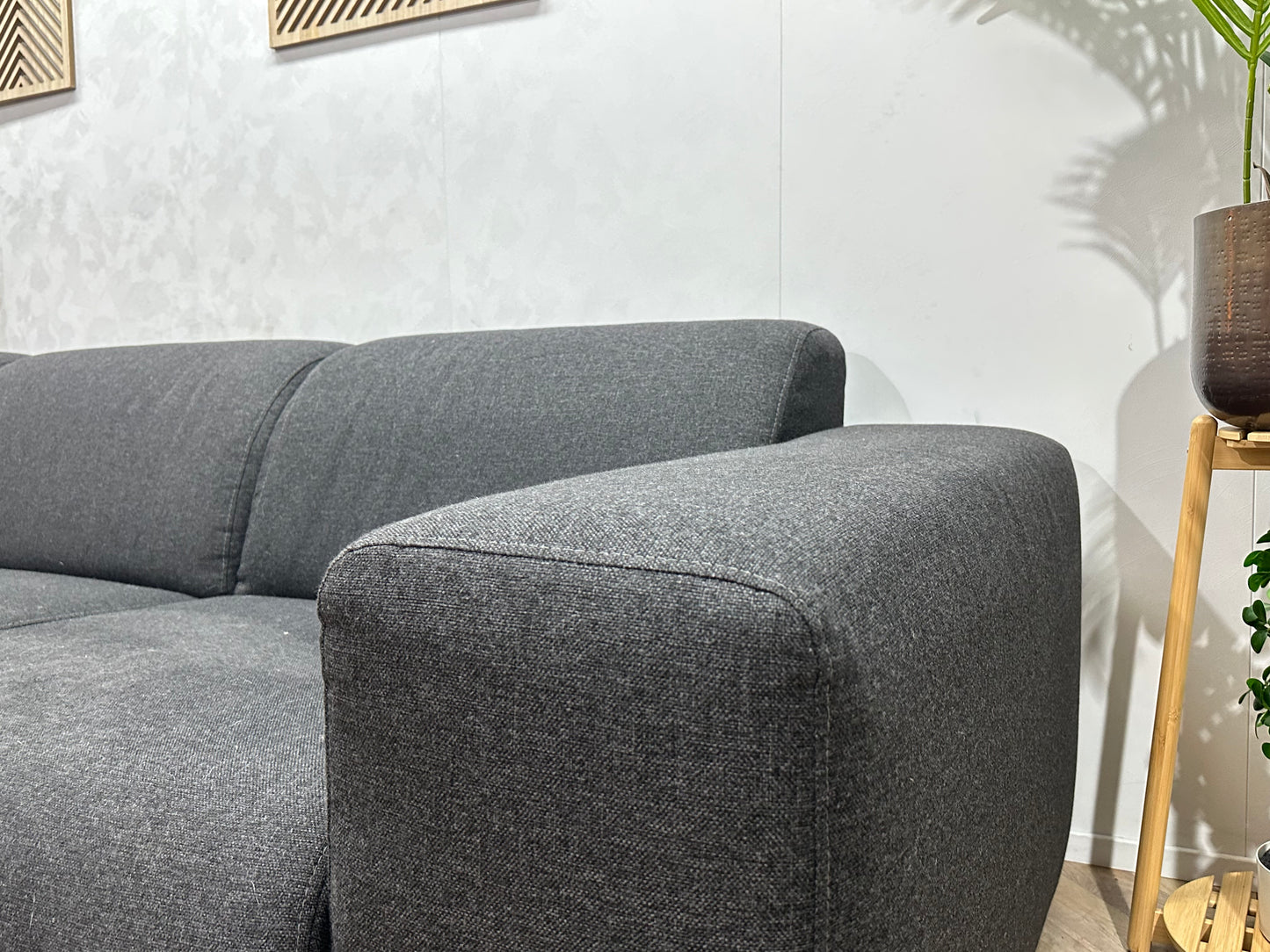 Antraciet Hoekbank ~ Vaste Kussens