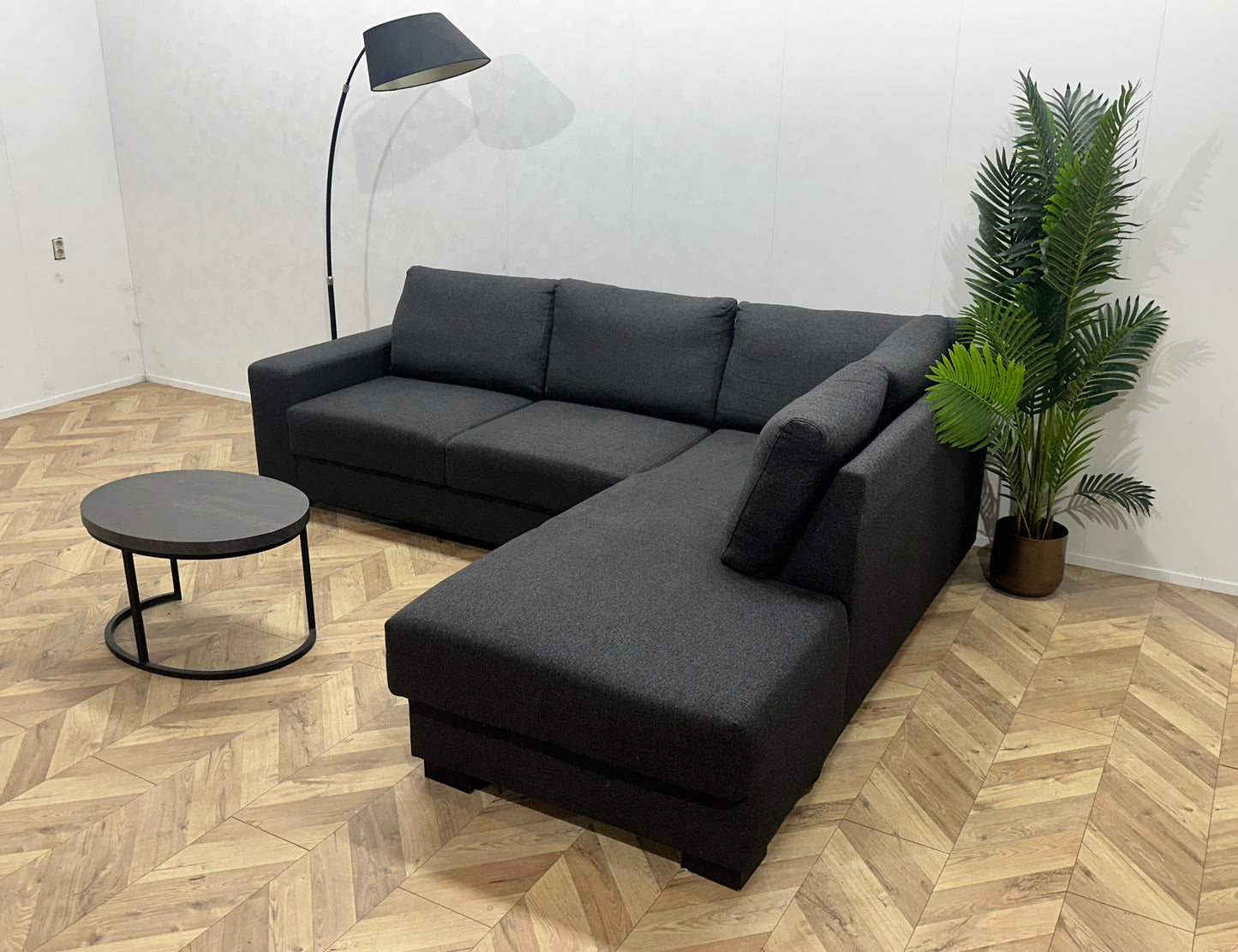 Antraciet Hoekbank ~ Losse Rugkussens Met Afneembare Hoezen