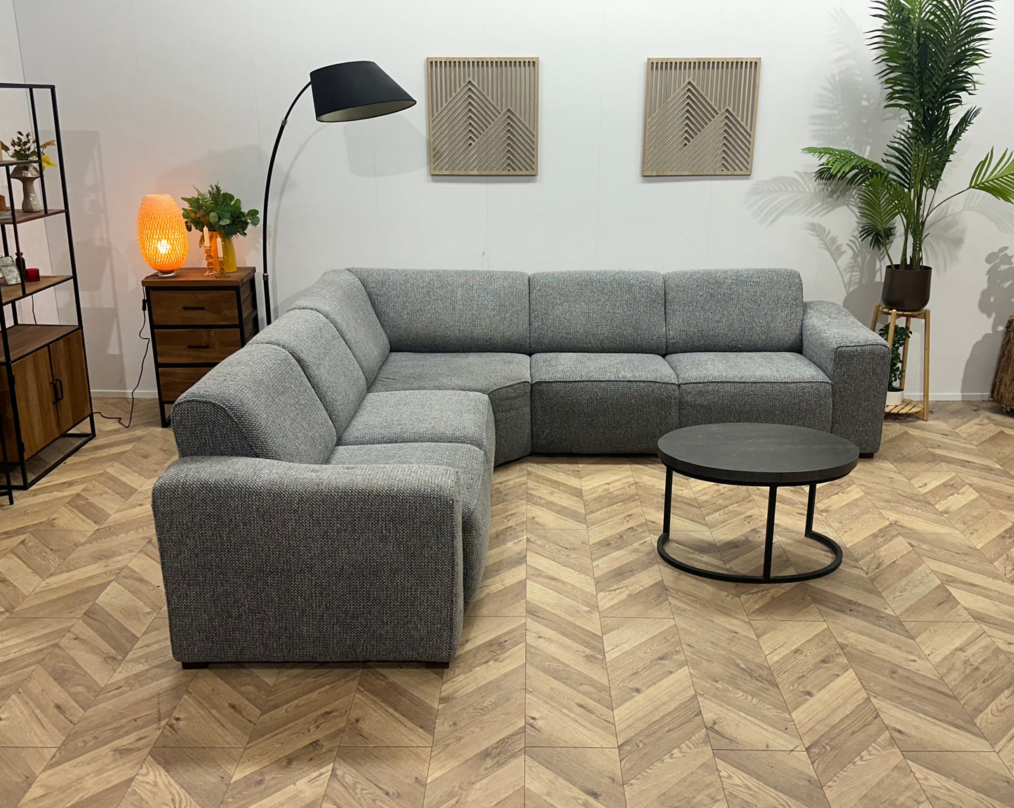 Grijze Hoekbank ~ Vaste Kussens