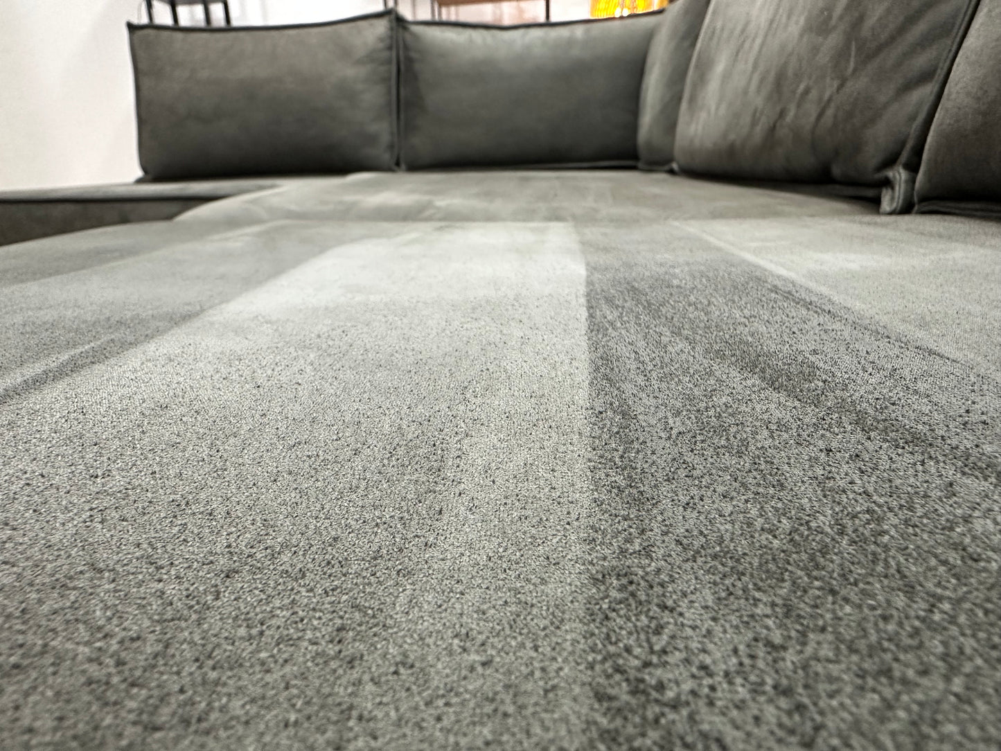 Antraciet Suède Stoffen Hoekbank ~ Losse Kussens Met Afneembare Hoezen