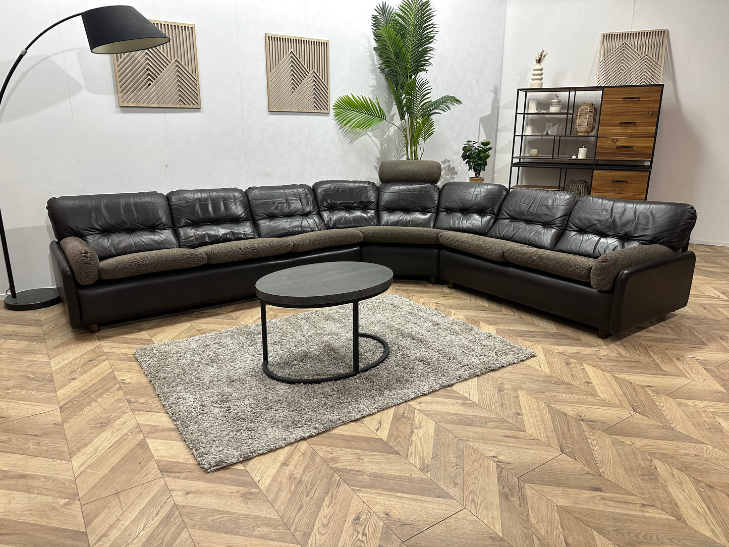 Bruine Echt Lederen Hoekbank ~ Losse Kussens Met Afneembare Hoezen