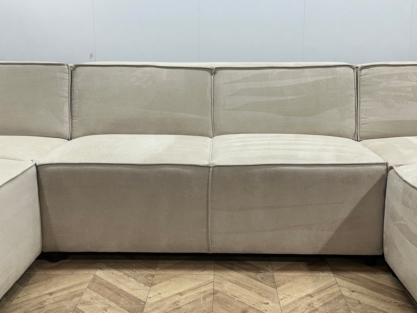 !Showroommodel! Crème Suède Stoffen U Bank