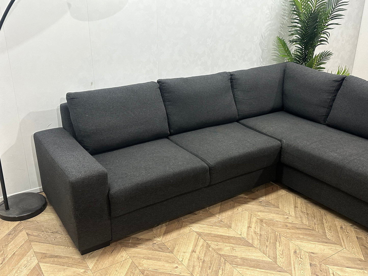 Antraciet Hoekbank ~ Losse Rugkussens Met Afneembare Hoezen