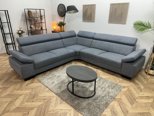 Grijze Hoekbank ~ Verstelbare Arm/Hoofdsteunen