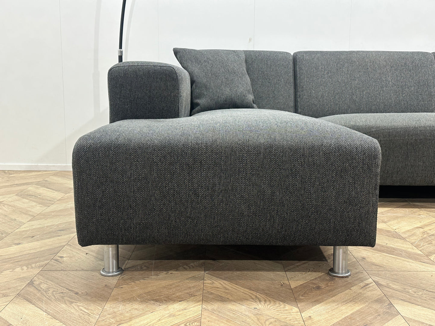 Antraciet Hoekbank ~ Vaste Kussens