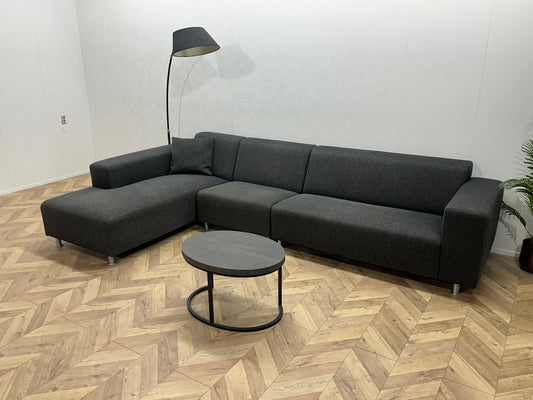 Antraciet Hoekbank ~ Vaste Kussens