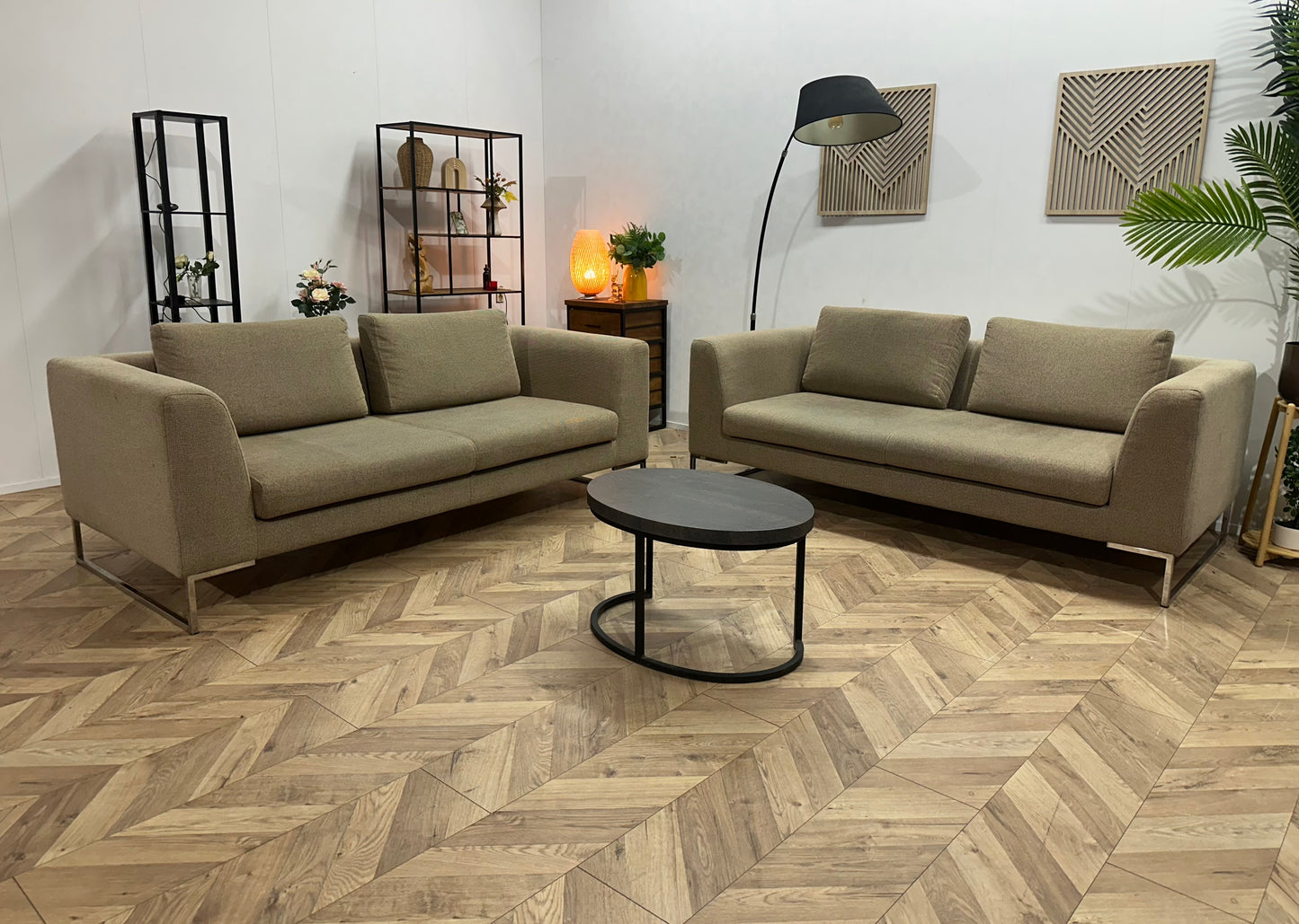 Beige Banken Set ~ Losse Kussens Met Afneembare Hoezen